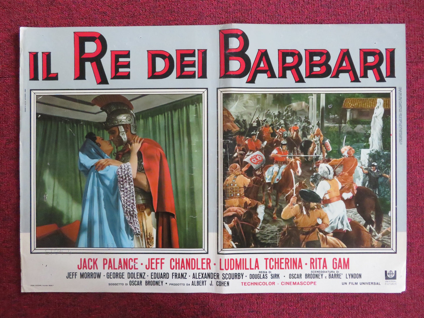 SIGN OF THE PAGAN - H ITALIAN FOTOBUSTA POSTER JACK PALANCE JEFF CHANDLER 1955