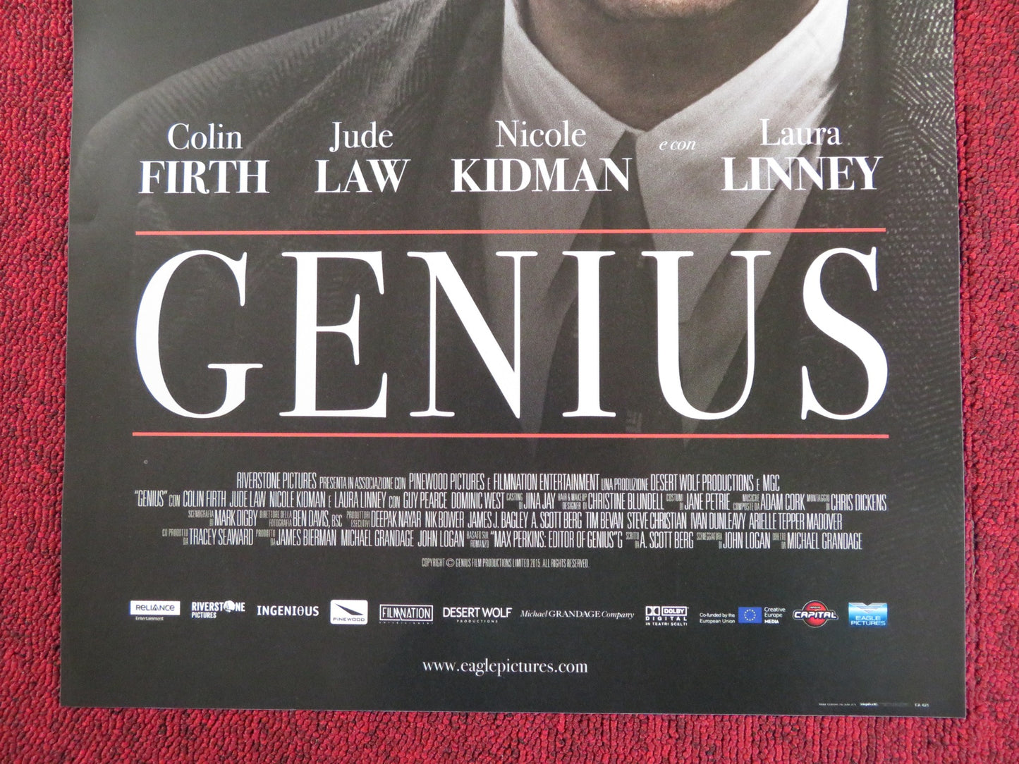 GENIUS ITALIAN LOCANDINA POSTER COLIN FIRTH JUDE LAW 2016