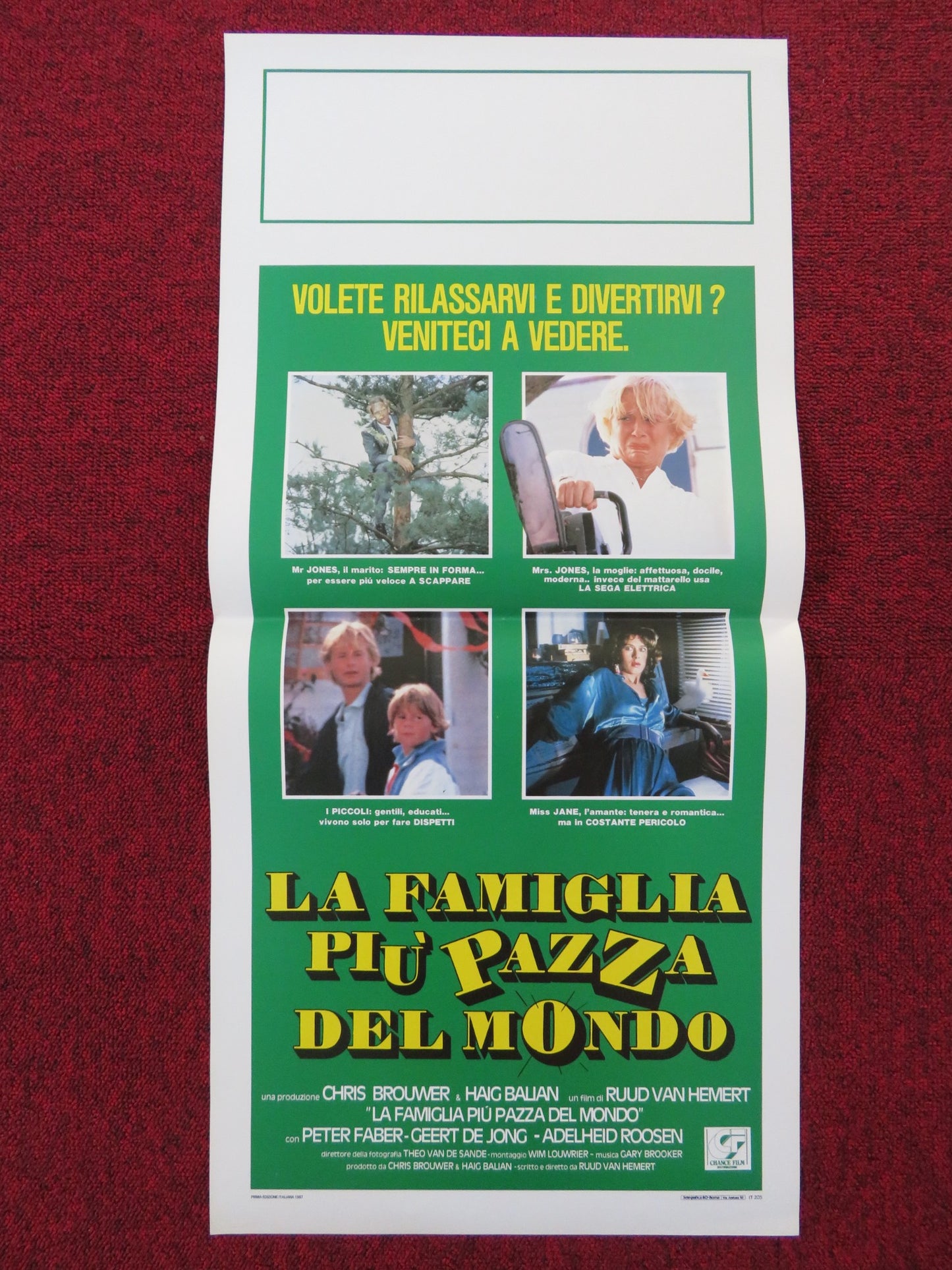 LA FAMIGLIA PIU' PAZZA DEL MONDO ITALIAN LOCANDINA POSTER PETER FABER 1987