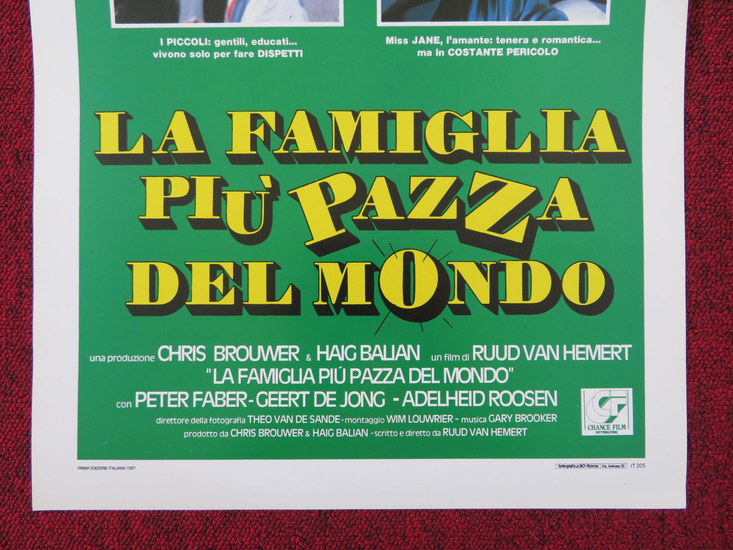 LA FAMIGLIA PIU' PAZZA DEL MONDO ITALIAN LOCANDINA POSTER PETER FABER 1987