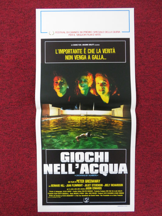 DROWNING BY NUMBERS ITALIAN LOCANDINA POSTER BERNARD HILL JOAN PLOWRIGHT 1988