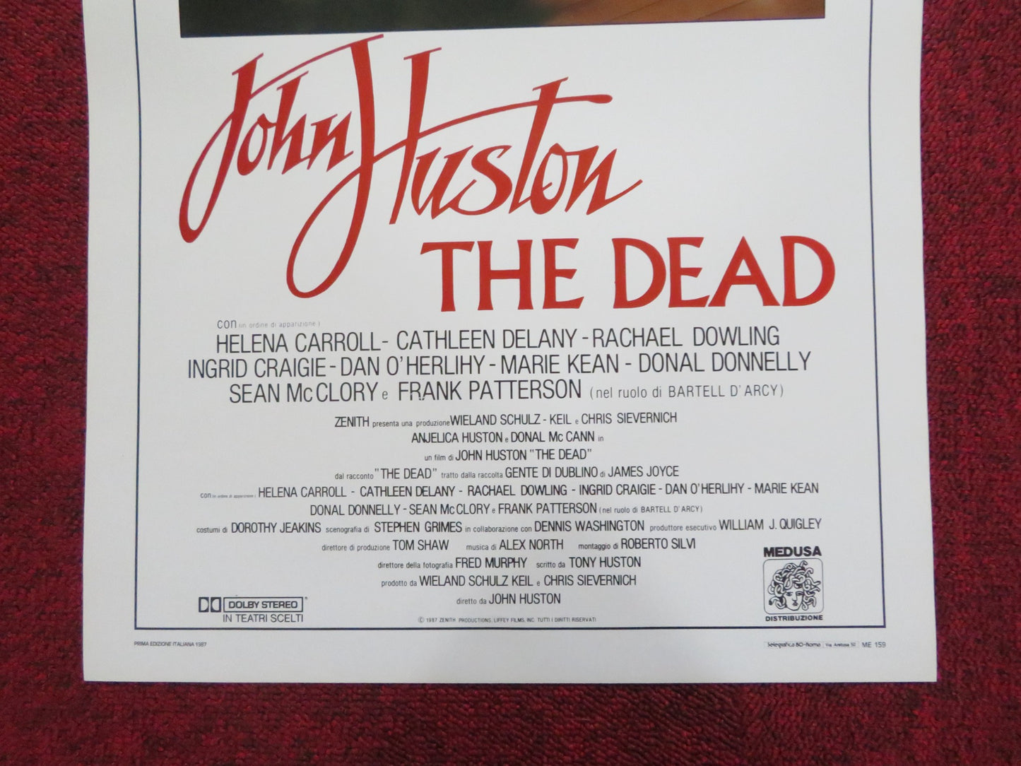 THE DEAD ITALIAN LOCANDINA POSTER ANJELICA HUSTON DONAL MCCANN 1987