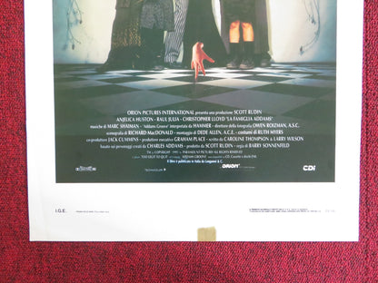 THE ADDAMS FAMILY ITALIAN LOCANDINA POSTER ANJELICA HOUSTON RAUL JULIA 1992