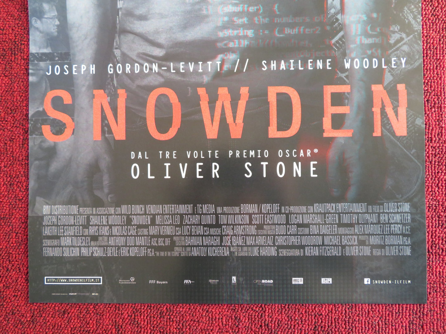 SNOWDEN ITALIAN LOCANDINA POSTER JOSEPH GORDON-LEVITT SHAILENE WOODLEY 2016