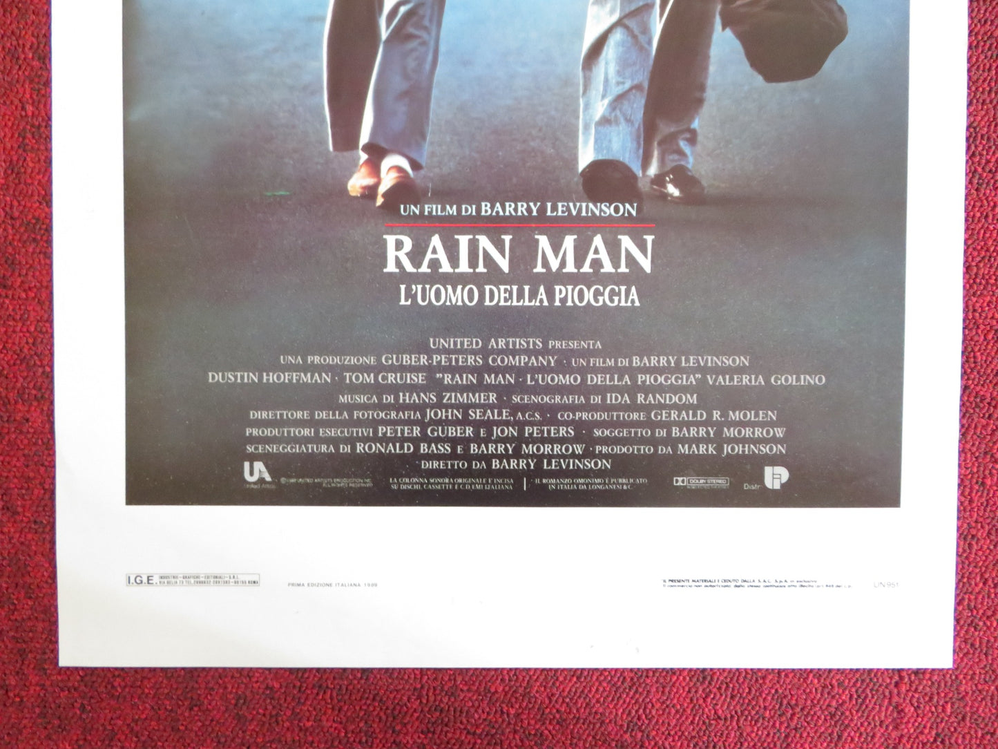 RAIN MAN ITALIAN LOCANDINA POSTER DUSTIN HOFFMAN TOM CRUISE 1989