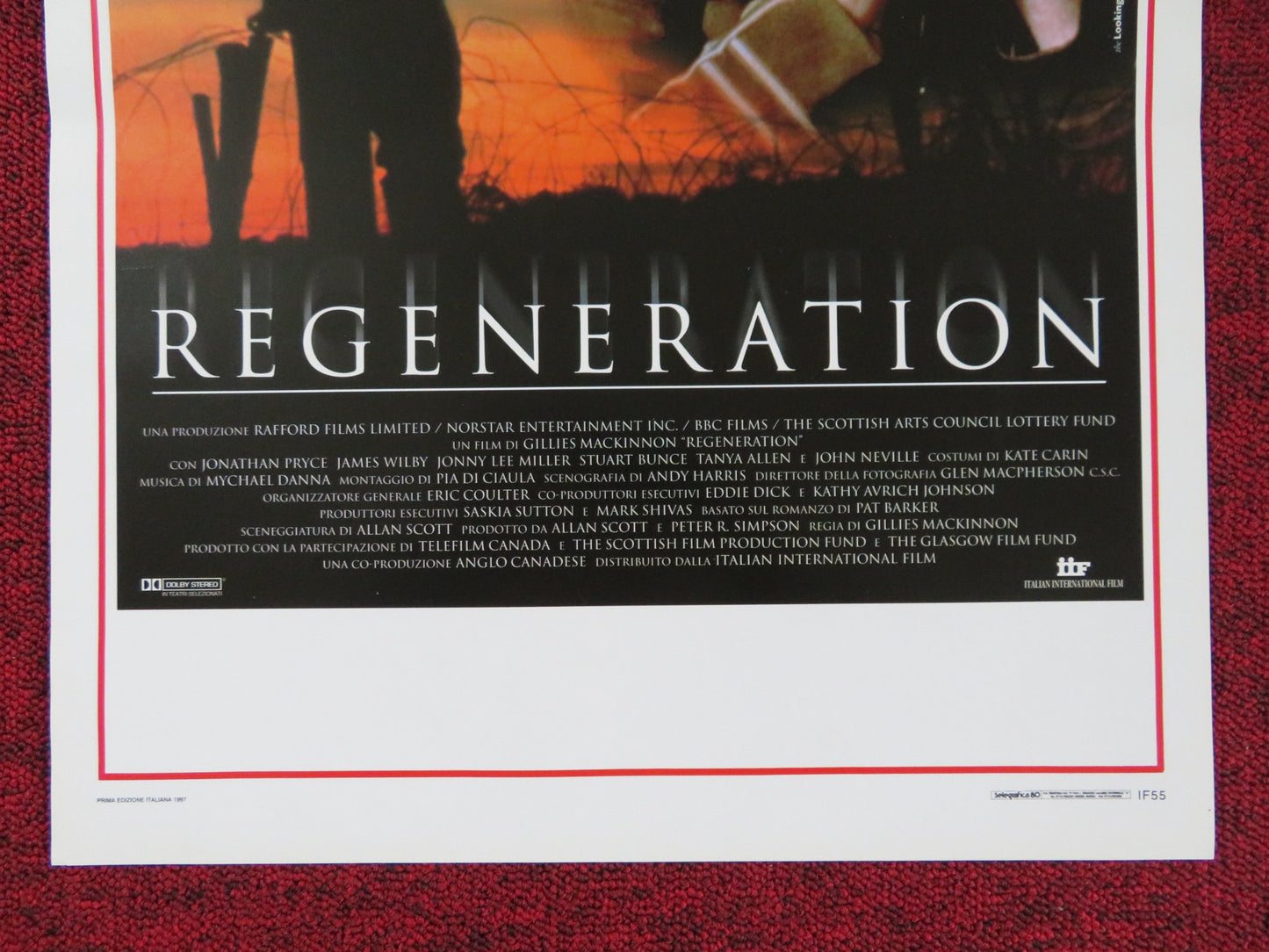 REGENERATION ITALIAN LOCANDINA POSTER JONATHAN PRYCE JONNY LEE MILLER 1997