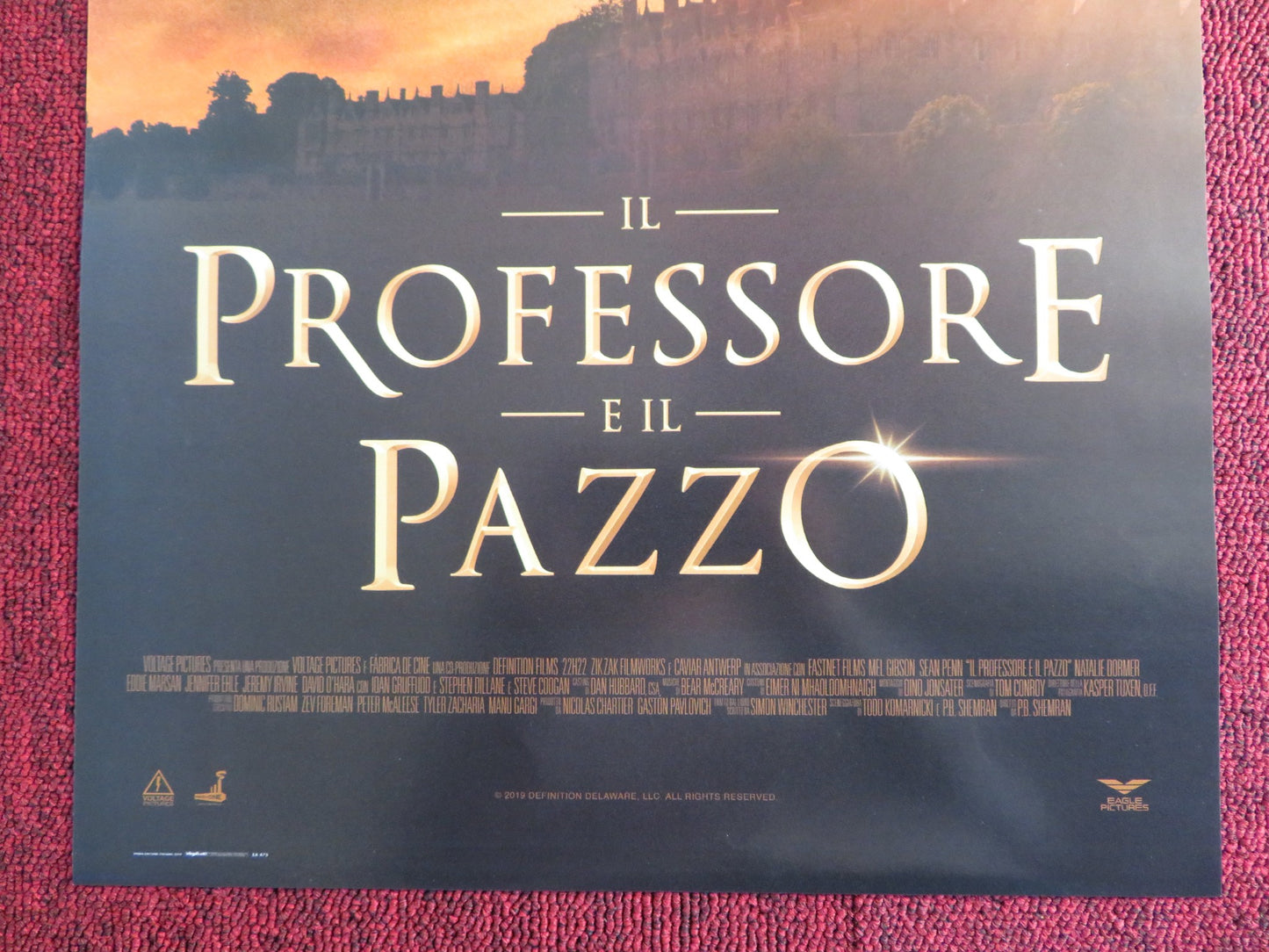 THE PROFESSOR AND THE MADMAN ITALIAN LOCANDINA POSTER MEL GIBSON SEAN PENN 2019