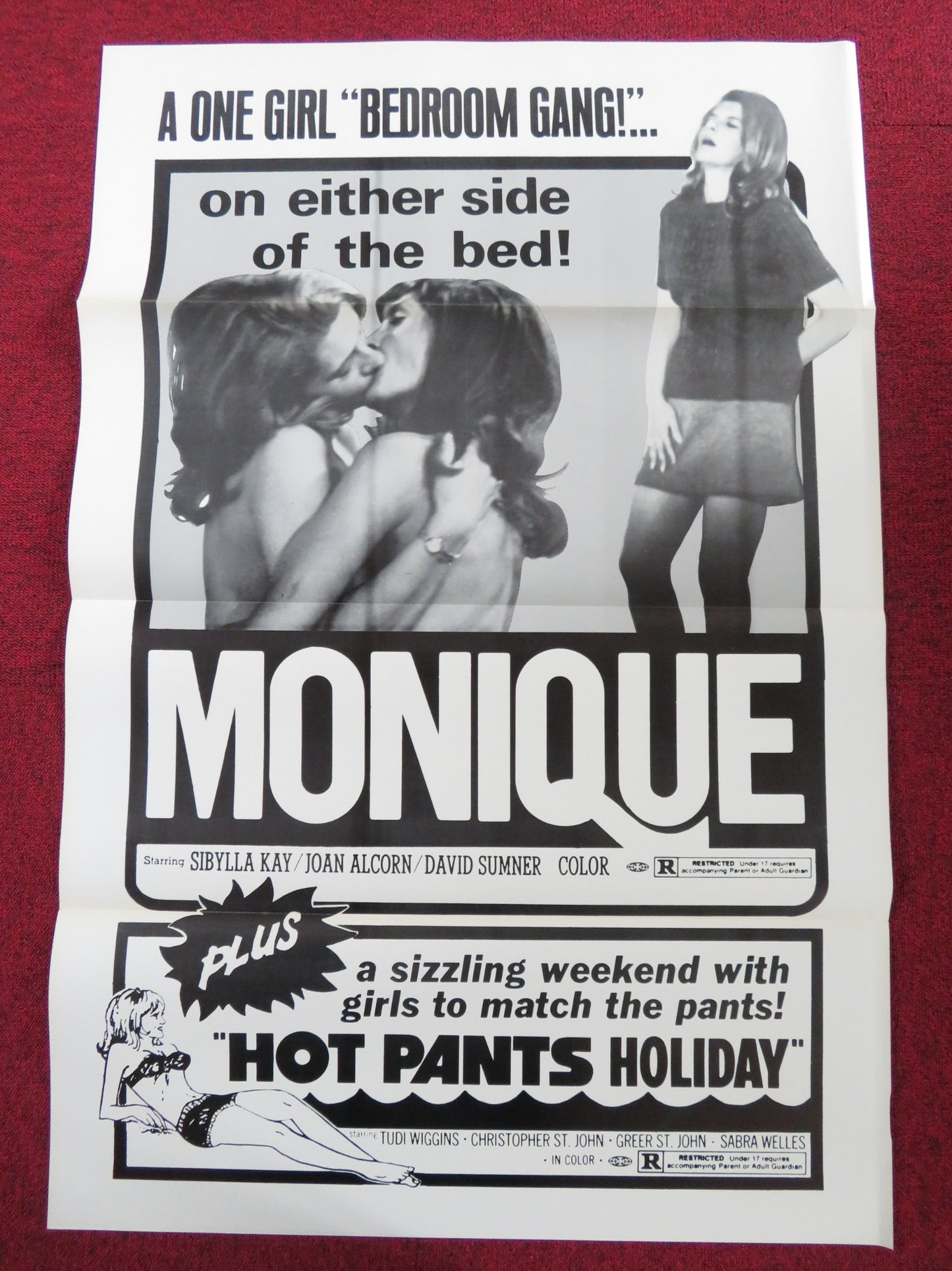 MONIQUE US TRI FOLDED ONE SHEET ROLLED POSTER DAVID SUMNER JOAN ALCORN 1970