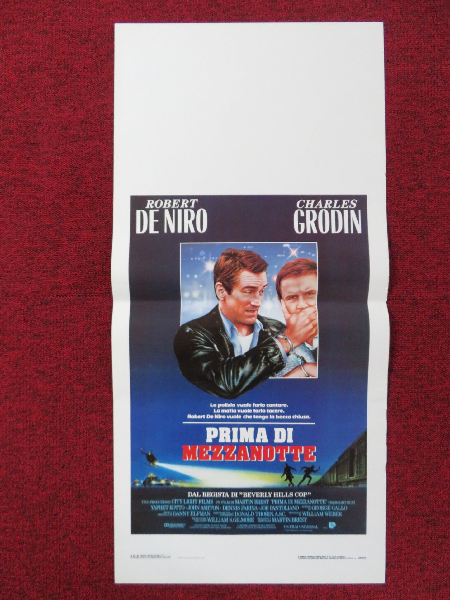 PRIMA DI MEZZANOTTE ITALIAN LOCANDINA POSTER ROBERT DE NIRO CHARLES GRODIN 1988