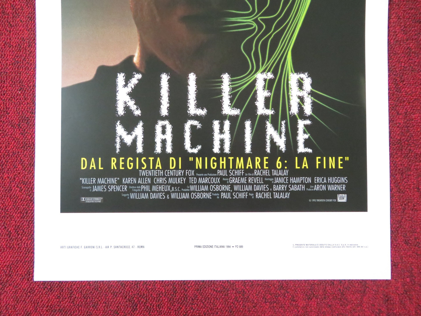 KILLER MACHINE ITALIAN LOCANDINA POSTER KAREN ALLEN CHRIS MULKEY 1994