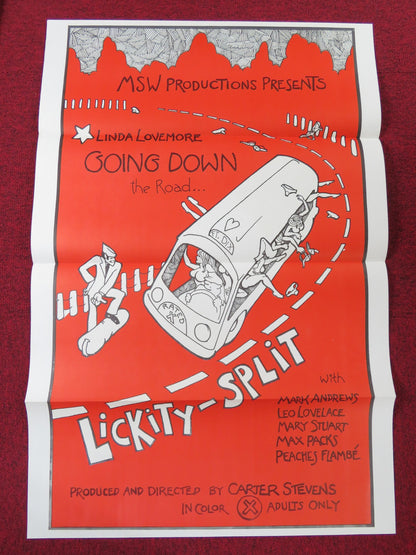 LICKITY SPLIT - B US TRI FOLDED ONE SHEET ROLLED POSTER LINDA LOVELACE 1974