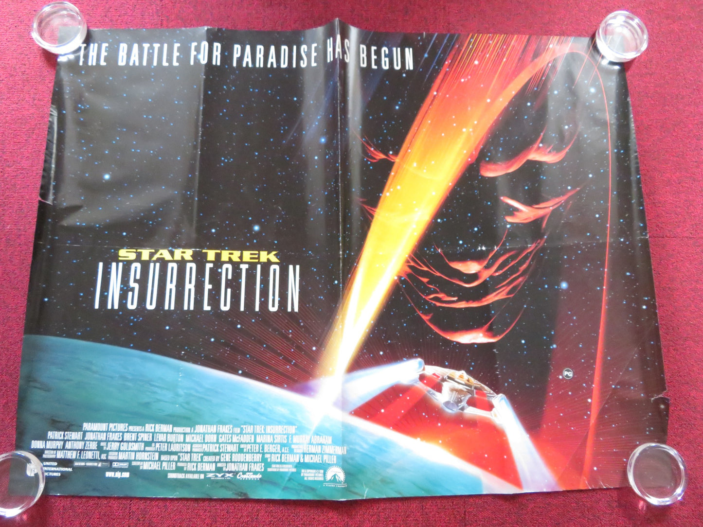 STAR TREK: INSURRECTION UK QUAD ROLLED POSTER PATRICK STEWART FRAKES 1998