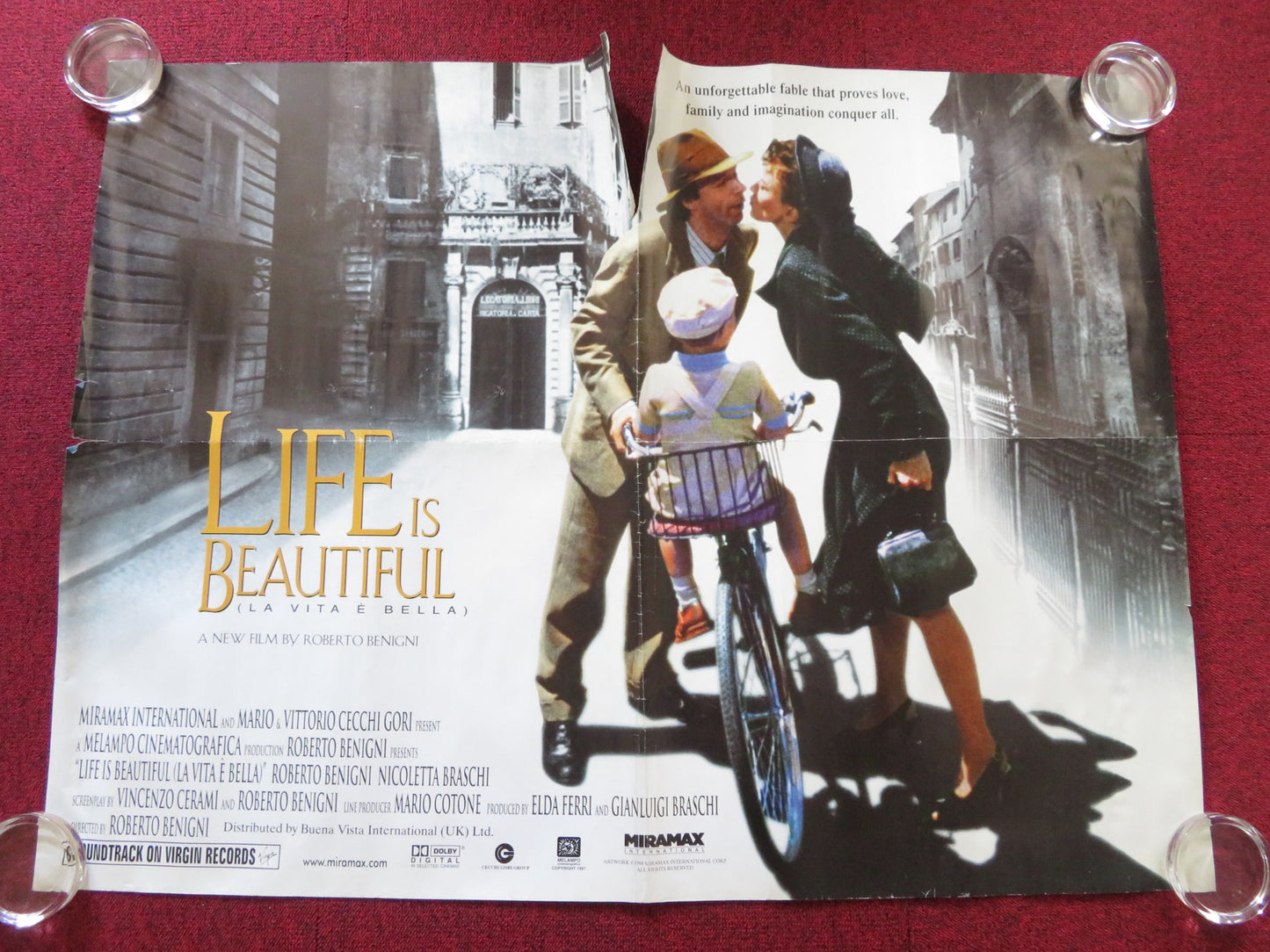 LIFE IS BEAUTIFUL UK QUAD ROLLED POSTER ROBERTO BENIGNI NICOLETTA BRASCHI 1997