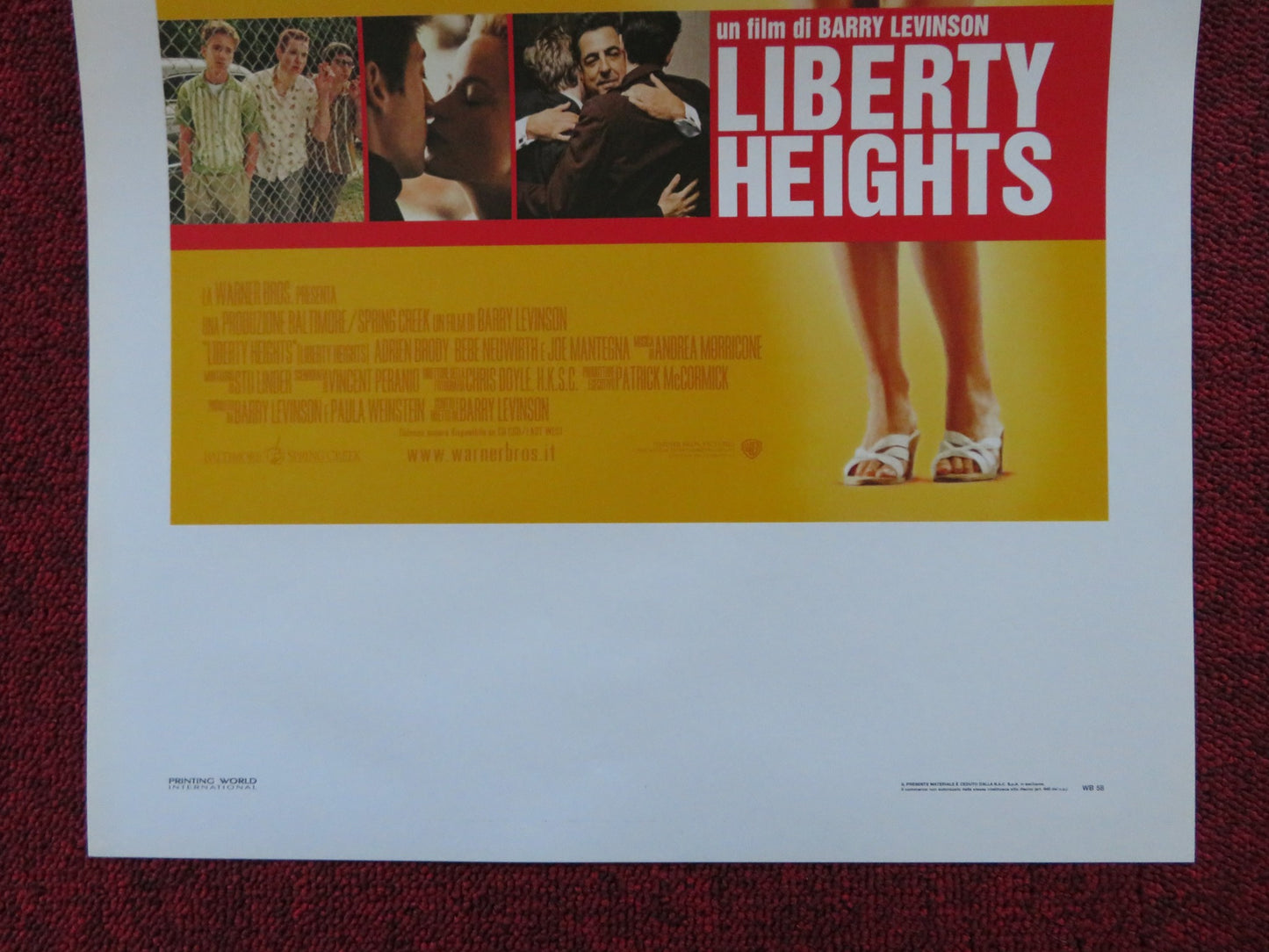 LIBERTY HEIGHTS ITALIAN LOCANDINA POSTER ADRIEN BRODY BEBE NEUWIRTH 1999