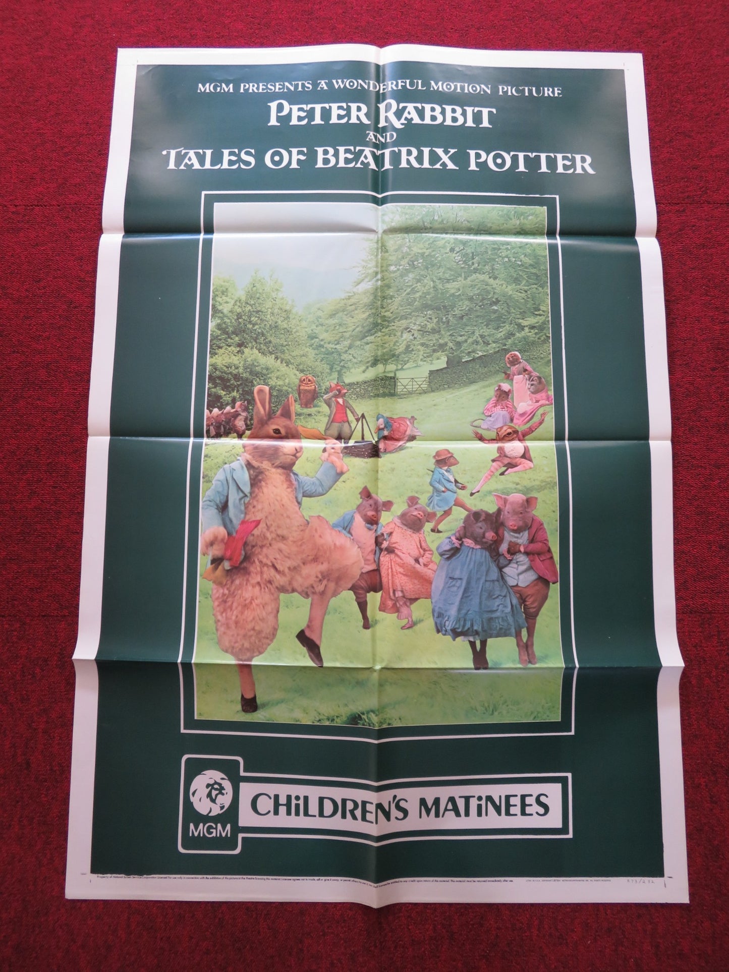 PETER RABBIT THE TALES OF BEATRIX POTTER FOLDED US ONE SHEET POSTER 1973