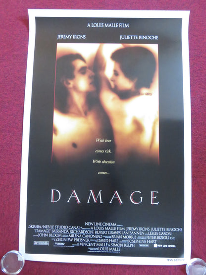 DAMAGE US ONE SHEET ROLLED POSTER JEREMY IRONS JULIETTE BINOCHE 1992