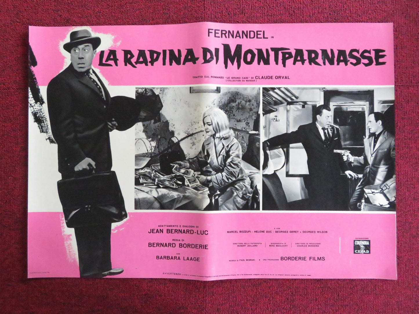 LA RAPINA DI MONTPARNASSE - B ITALIAN FOTOBUSTA POSTER FERNANDEL B. LAAGE 1964