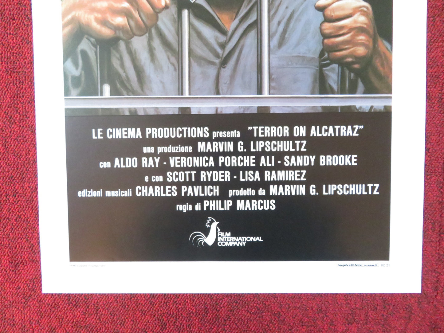 TERROR ON ALCATRAZ ITALIAN LOCANDINA POSTER ALDO RAY SANDY BROOKE 1989