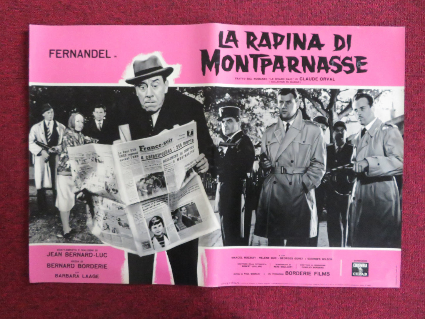 LA RAPINA DI MONTPARNASSE - D ITALIAN FOTOBUSTA POSTER FERNANDEL B. LAAGE 1964