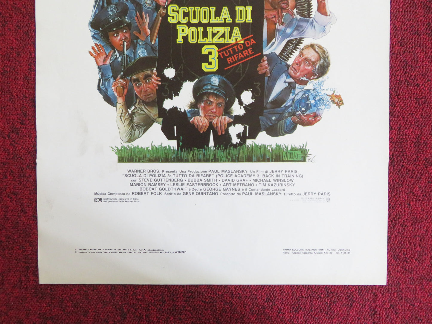 POLICE ACADEMY 3: BACK IN TRAINING ITALIAN LOCANDINA POSTER GUTTENBERG 1986