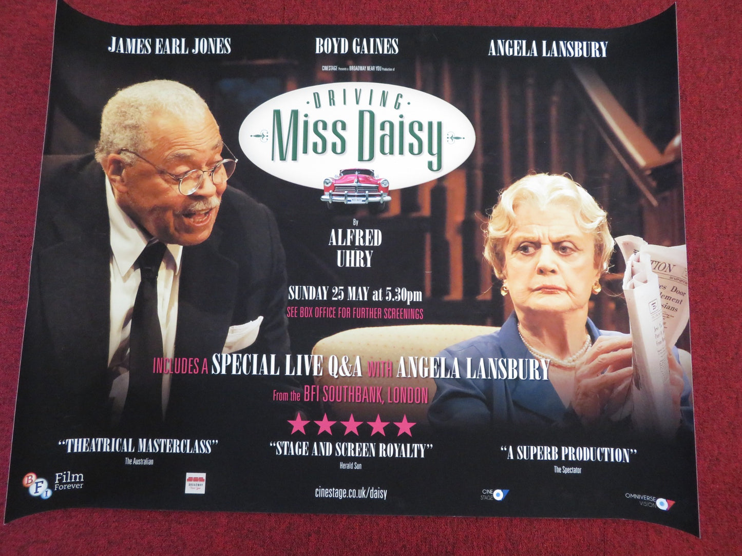 DRIVING MISS DAISY LIVE PLAY UK QUAD (30"x 40") ROLLED POSTER J.E JONES 2014