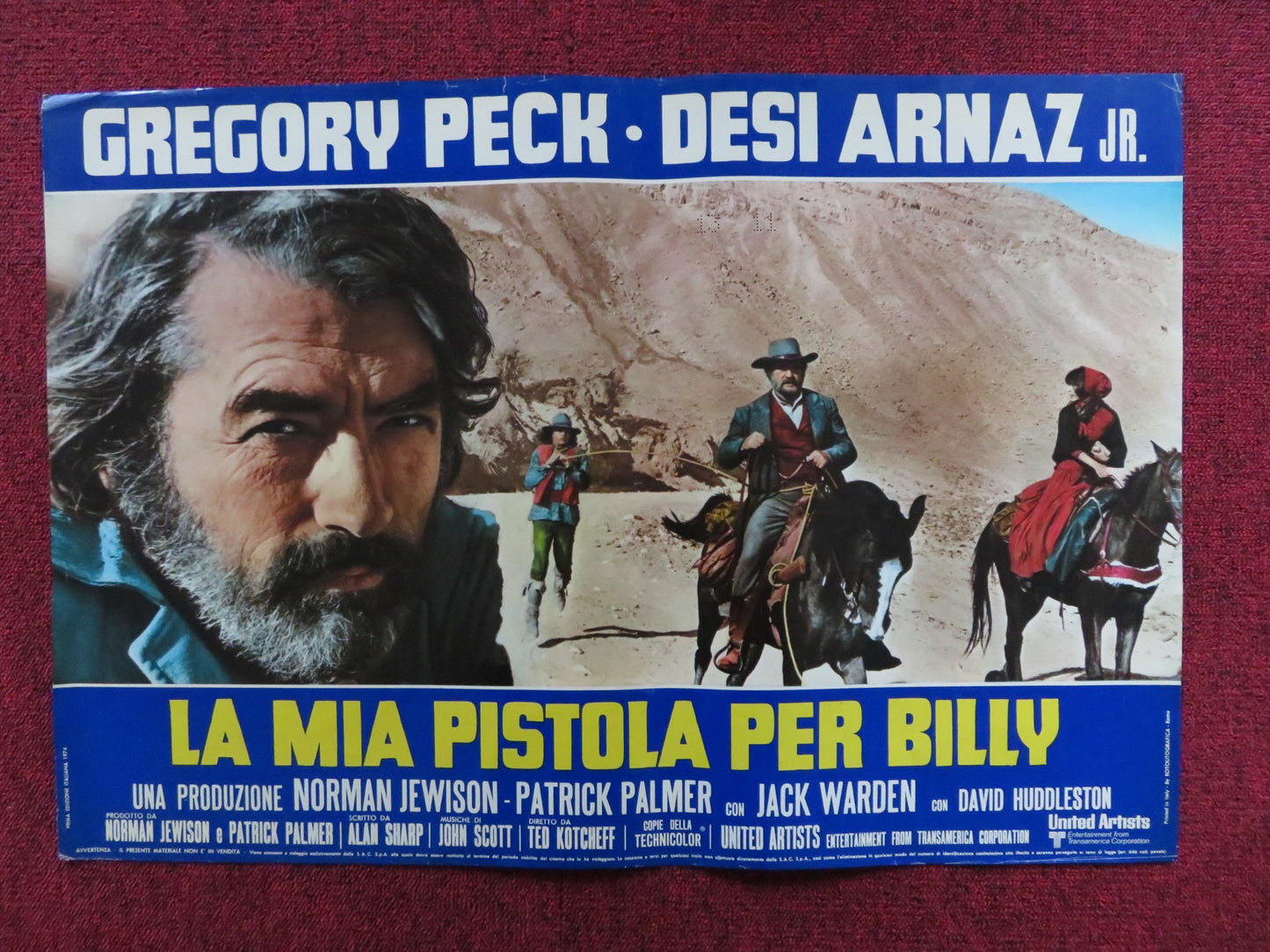 BILLY TWO HATS - A ITALIAN FOTOBUSTA POSTER GREGORY PECK DESI ARNAZ JR 1974