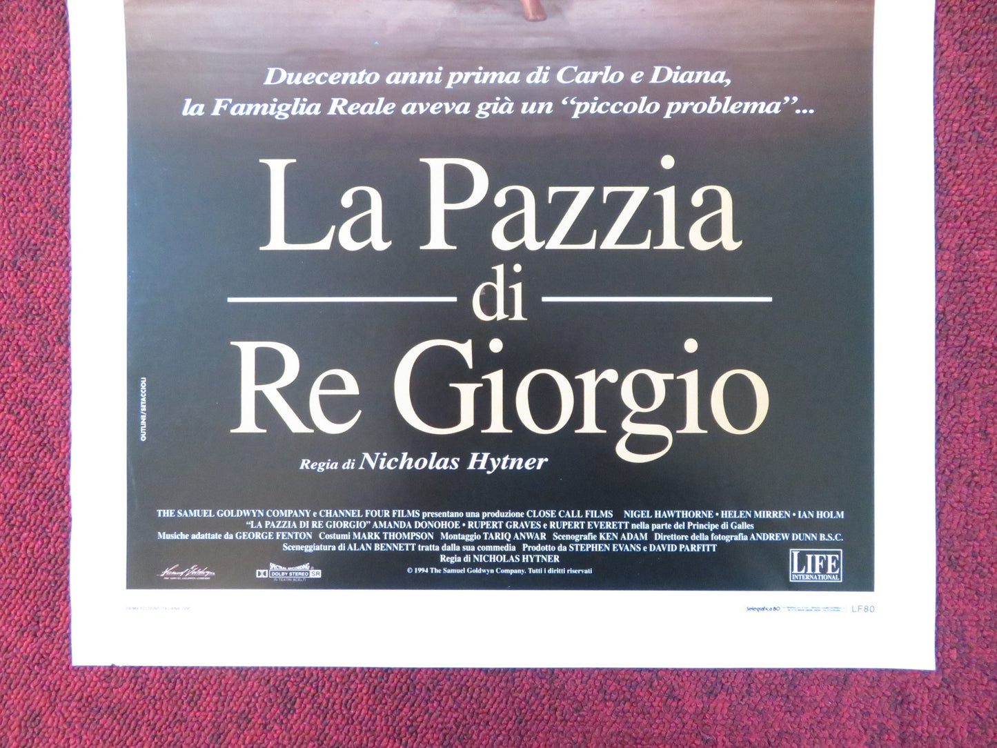 THE MADNESS OF KING GEORGE ITALIAN LOCANDINA POSTER NIGEL HAWTHORNE 1995