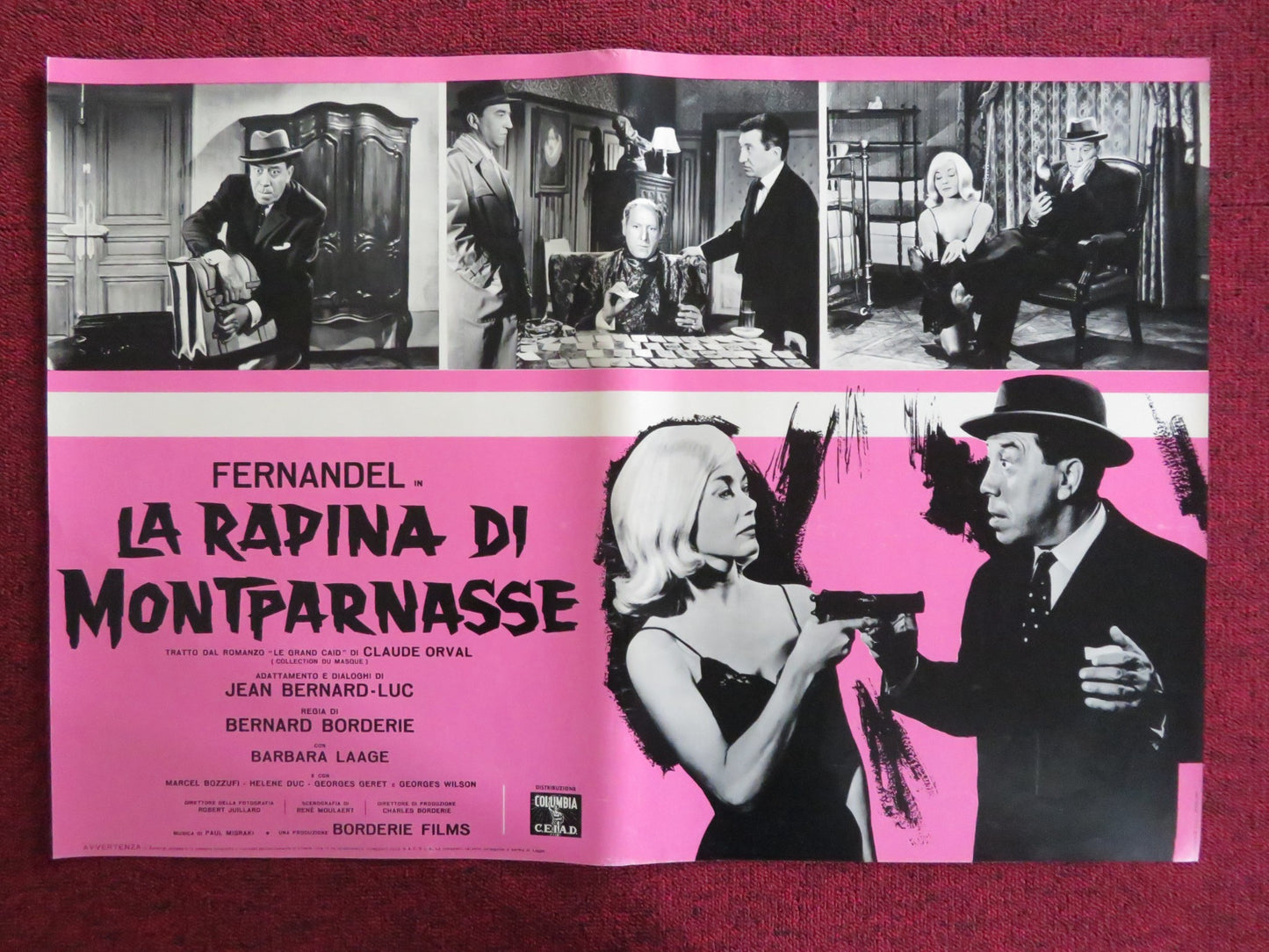 LA RAPINA DI MONTPARNASSE - F ITALIAN FOTOBUSTA POSTER FERNANDEL B. LAAGE 1964