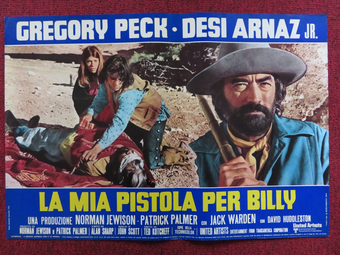 BILLY TWO HATS - D ITALIAN FOTOBUSTA POSTER GREGORY PECK DESI ARNAZ JR 1974