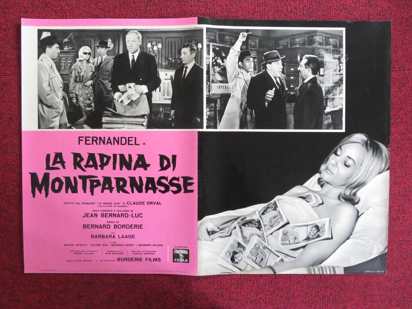 LA RAPINA DI MONTPARNASSE - H ITALIAN FOTOBUSTA POSTER FERNANDEL B. LAAGE 1964