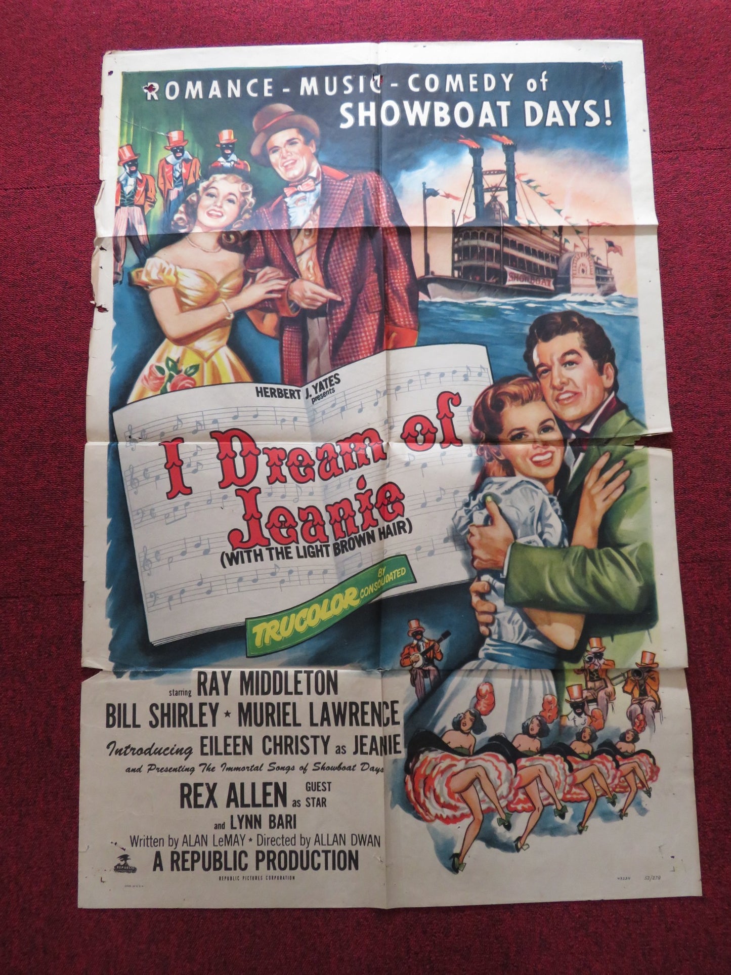 I DREAM OF JEANIE FOLDED US ONE SHEET POSTER RAY MIDDLETON BILL SHIRLEY 1952