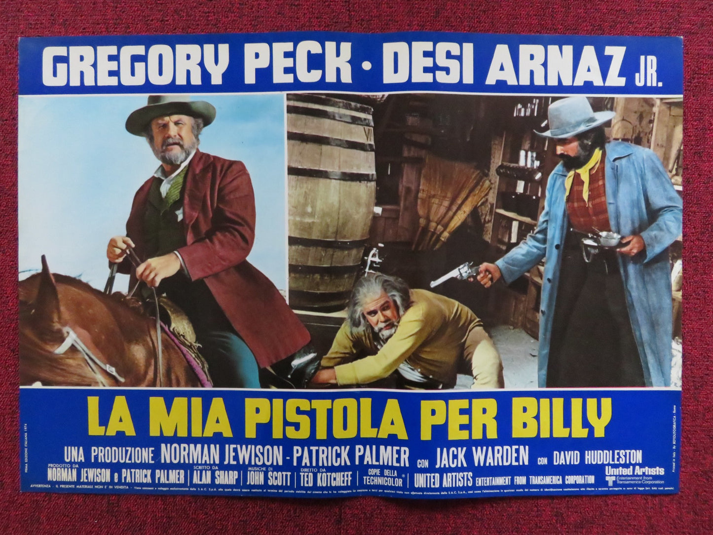 BILLY TWO HATS - G ITALIAN FOTOBUSTA POSTER GREGORY PECK DESI ARNAZ JR 1974