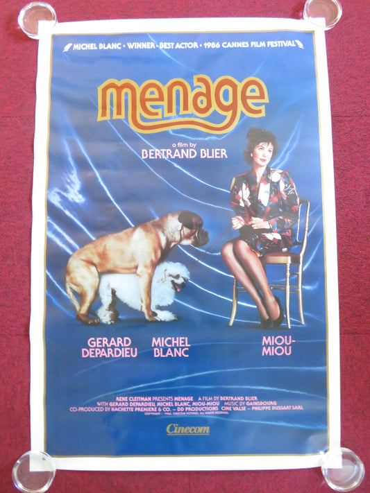 MENAGE US ONE SHEET ROLLED POSTER GERARD DEPARDIEU MIOU-MIOU 1986