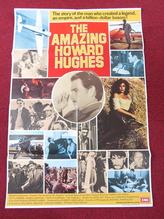 THE AMAZING HOWARD HUGHES FOLDED UK ONE SHEET POSTER TOMMY LEE JONES 1977