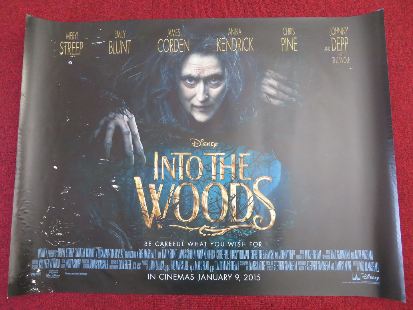 INTO THE WOODS UK QUAD (30"x 40") ROLLED POSTER  DISNEY M. STREEP E. BLUNT 2014