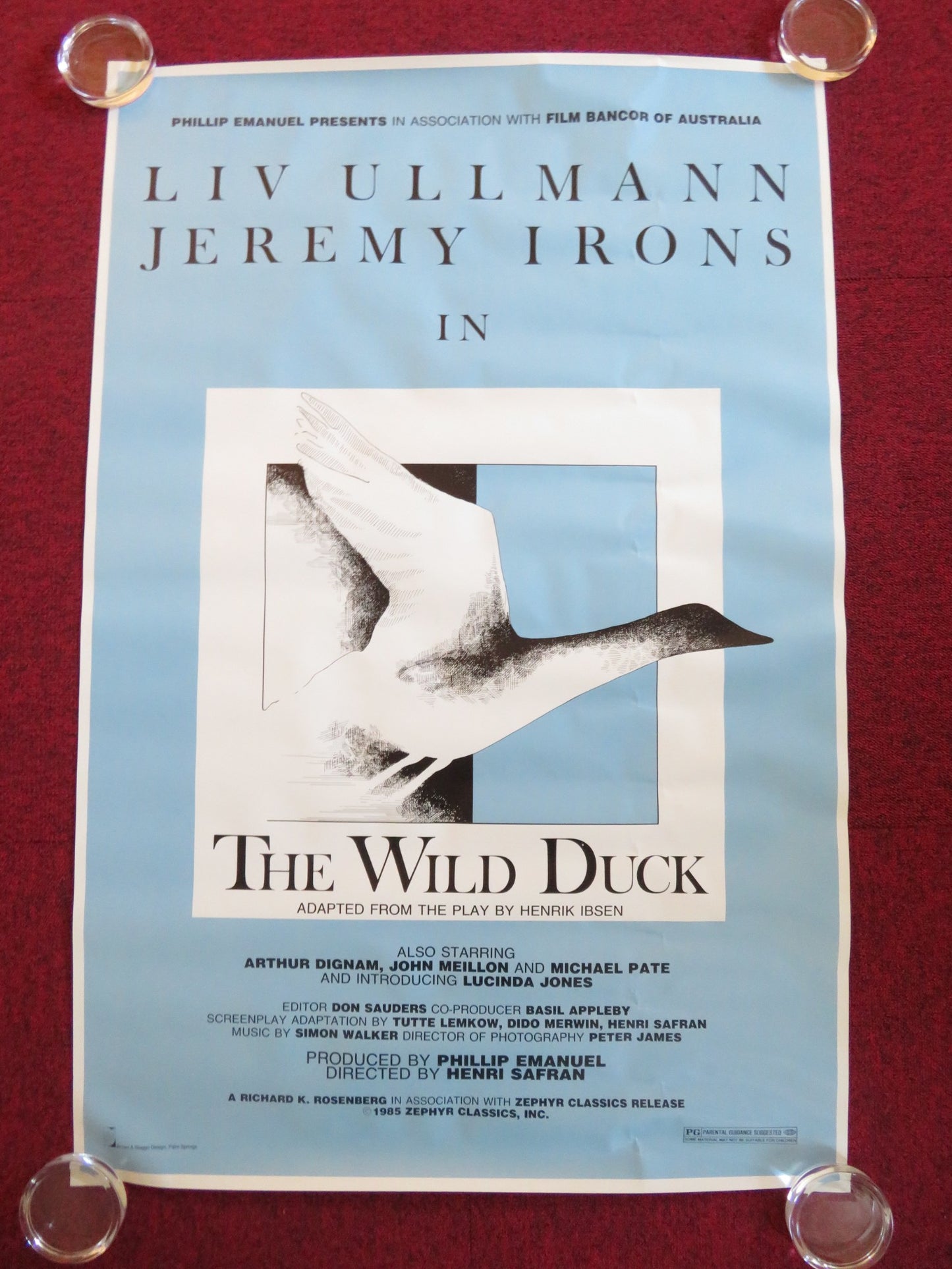 THE WILD DUCK US ONE SHEET ROLLED POSTER LIV ULLMANN JEREMY IRONS 1983