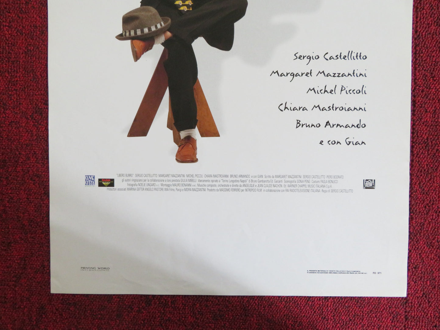 LIBERO BURRO ITALIAN LOCANDINA POSTER SEGIO CASTELLITTO MARGARET MAZZANTINI 1999