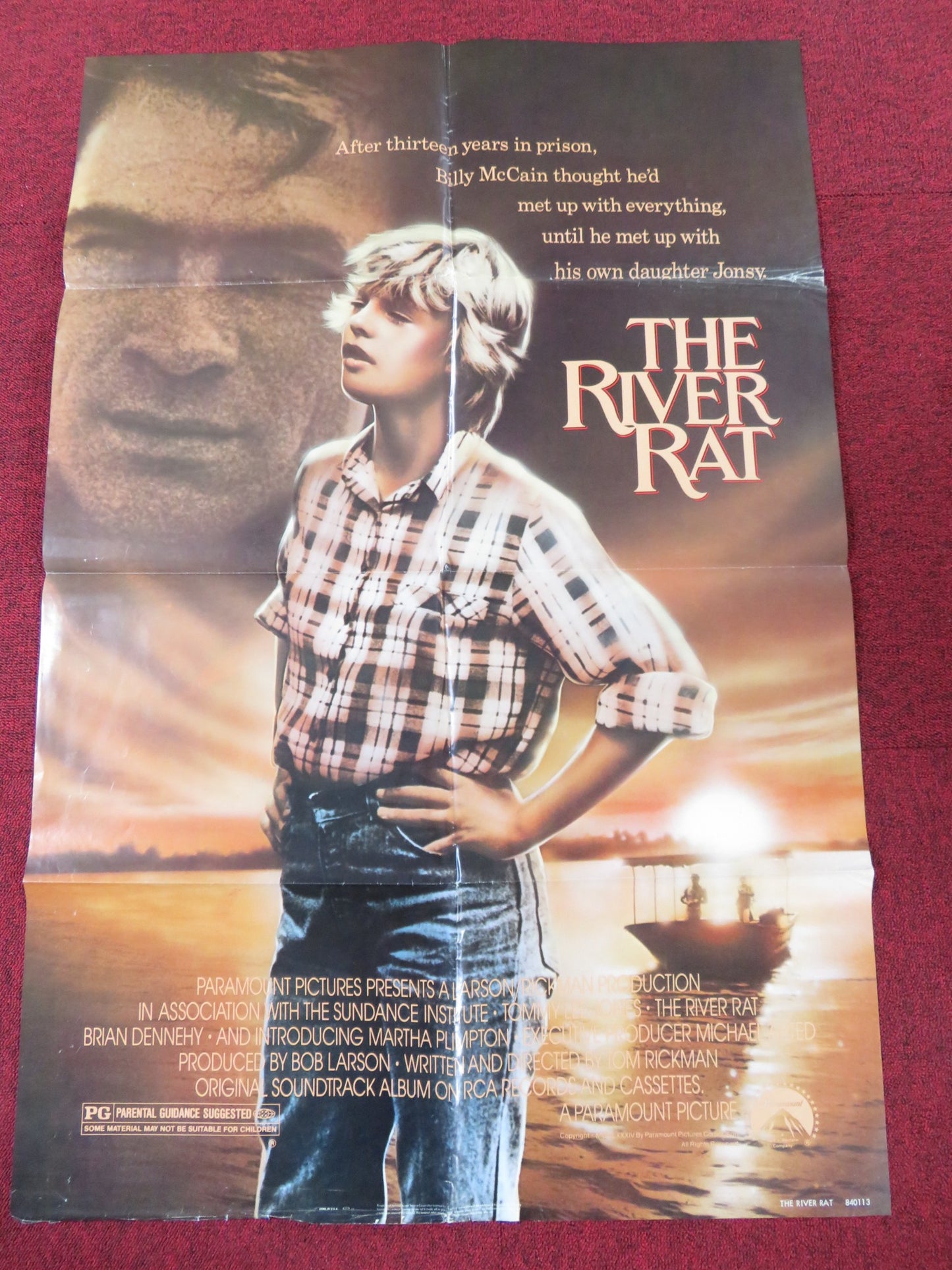 THE RIVER RAT FOLDED US ONE SHEET POSTER TOMMY LEE JONES MARTHA PLIMPTON 1984