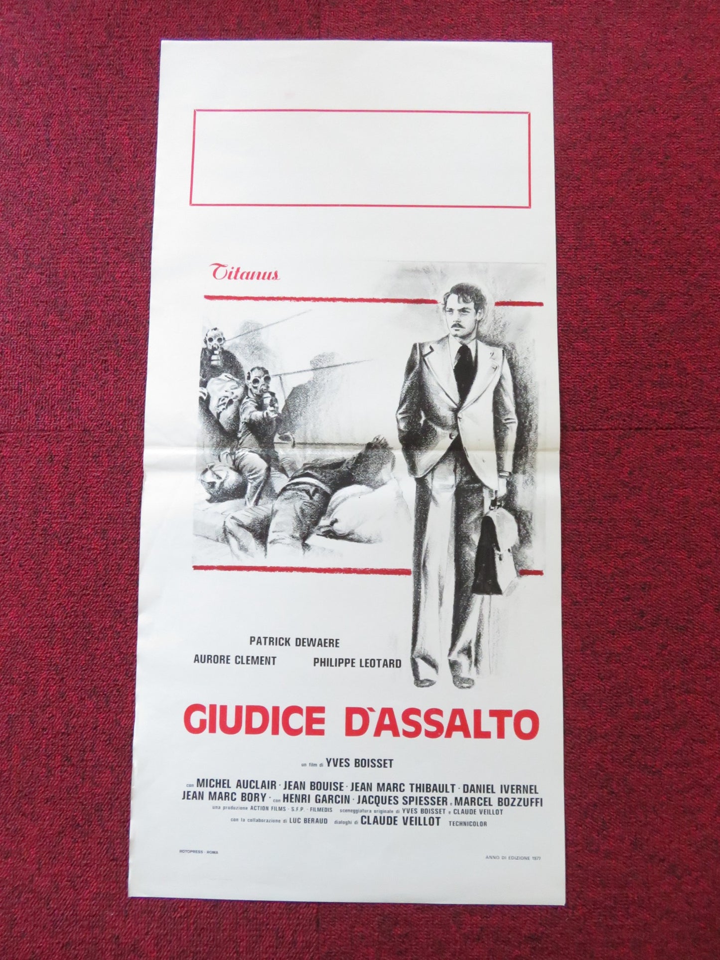 GIUDICE D'ASSALTO ITALIAN LOCANDINA POSTER PATRICK DEWAERE AURORE CLEMENT 1977