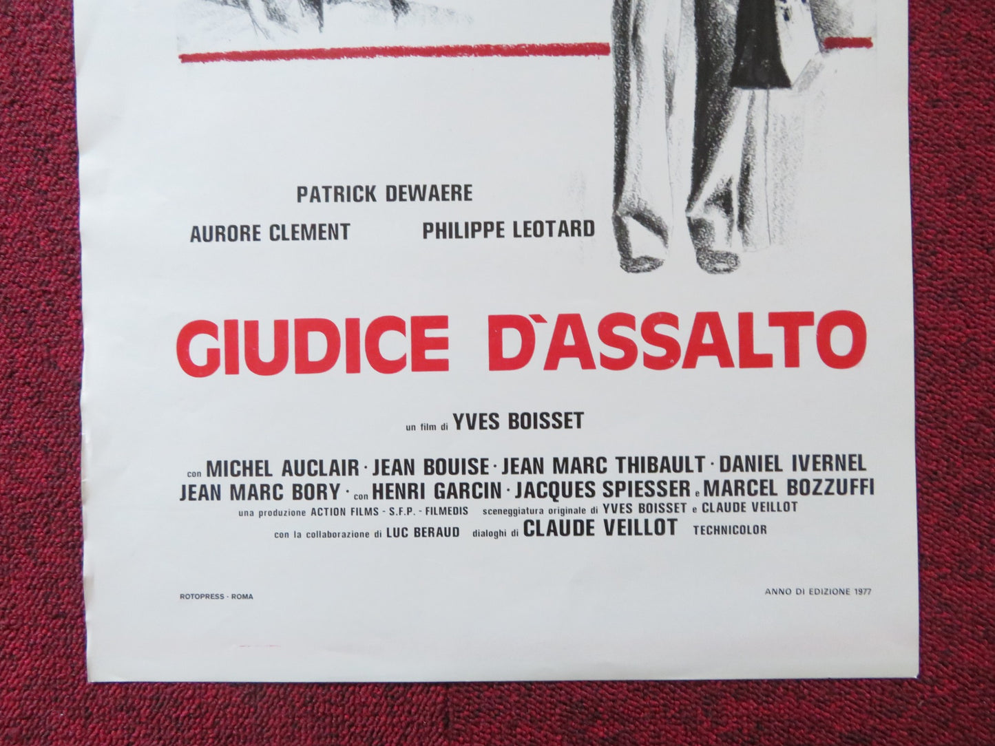 GIUDICE D'ASSALTO ITALIAN LOCANDINA POSTER PATRICK DEWAERE AURORE CLEMENT 1977