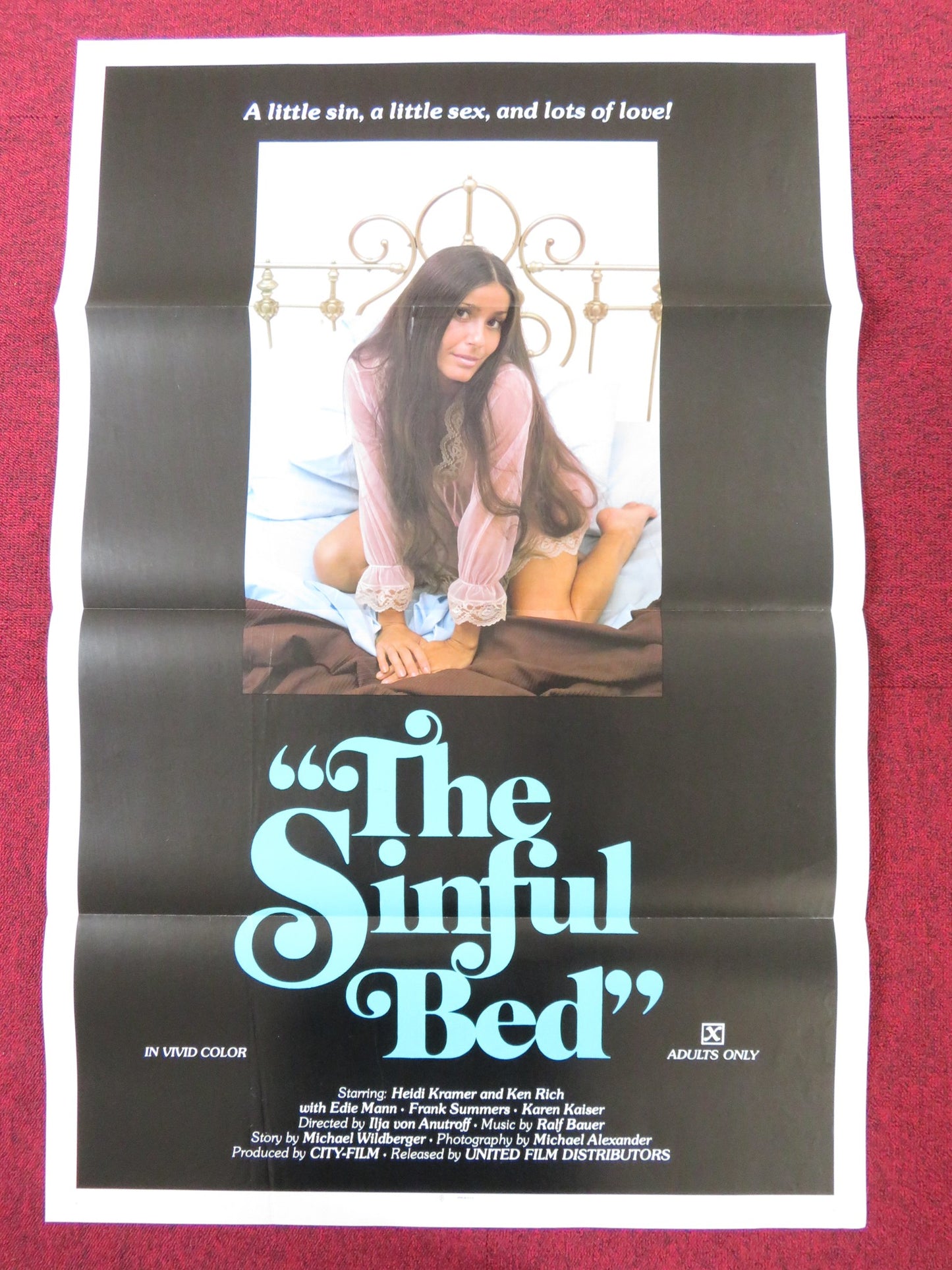 THE SINFUL BED US TRI FOLDED ONE SHEET ROLLED POSTER HEIDRUN HANNKAMMER 1973