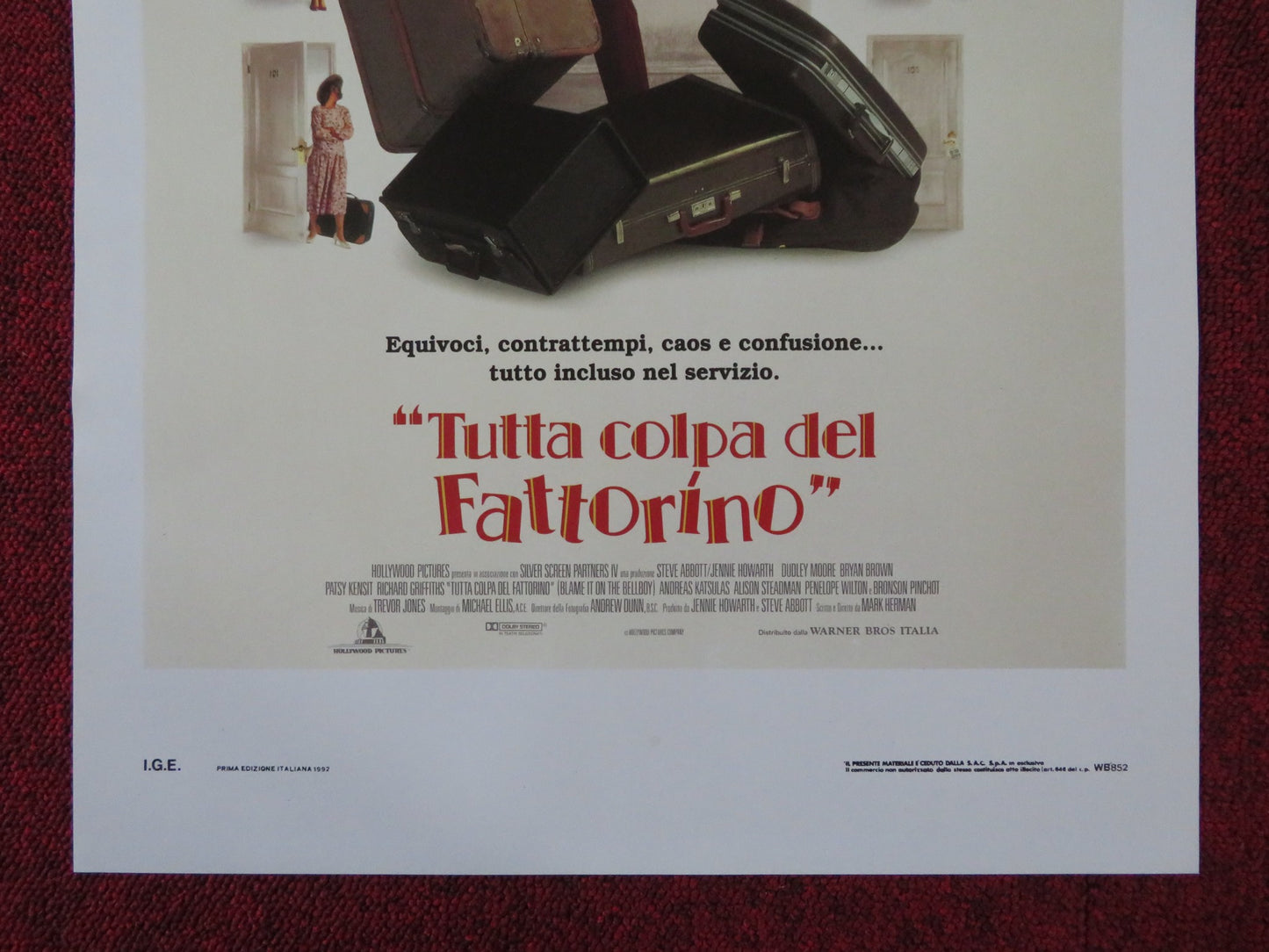 BLAME IT ON THE BELLBOY ITALIAN LOCANDINA POSTER DUDLEY MOORE BRYAN BROWN 1992