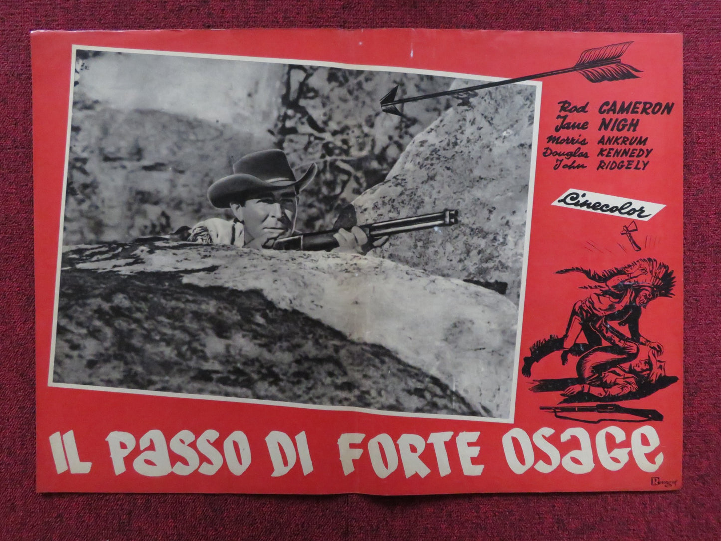 FORT OSAGE - F ITALIAN FOTOBUSTA POSTER ROD CAMERON JANE NIGH 1952