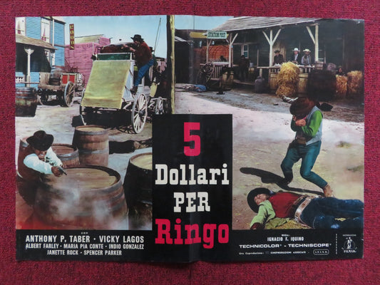 FIVE DOLLARS FOR RINGO - B ITALIAN FOTOBUSTA POSTER ANTHONY P. TABER LAGOS 1966