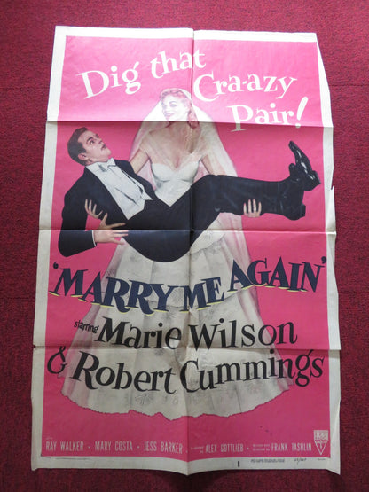 MARRY ME AGAIN FOLDED US ONE SHEET POSTER MARIE WILSON ROBERT CUMMINGS 1953