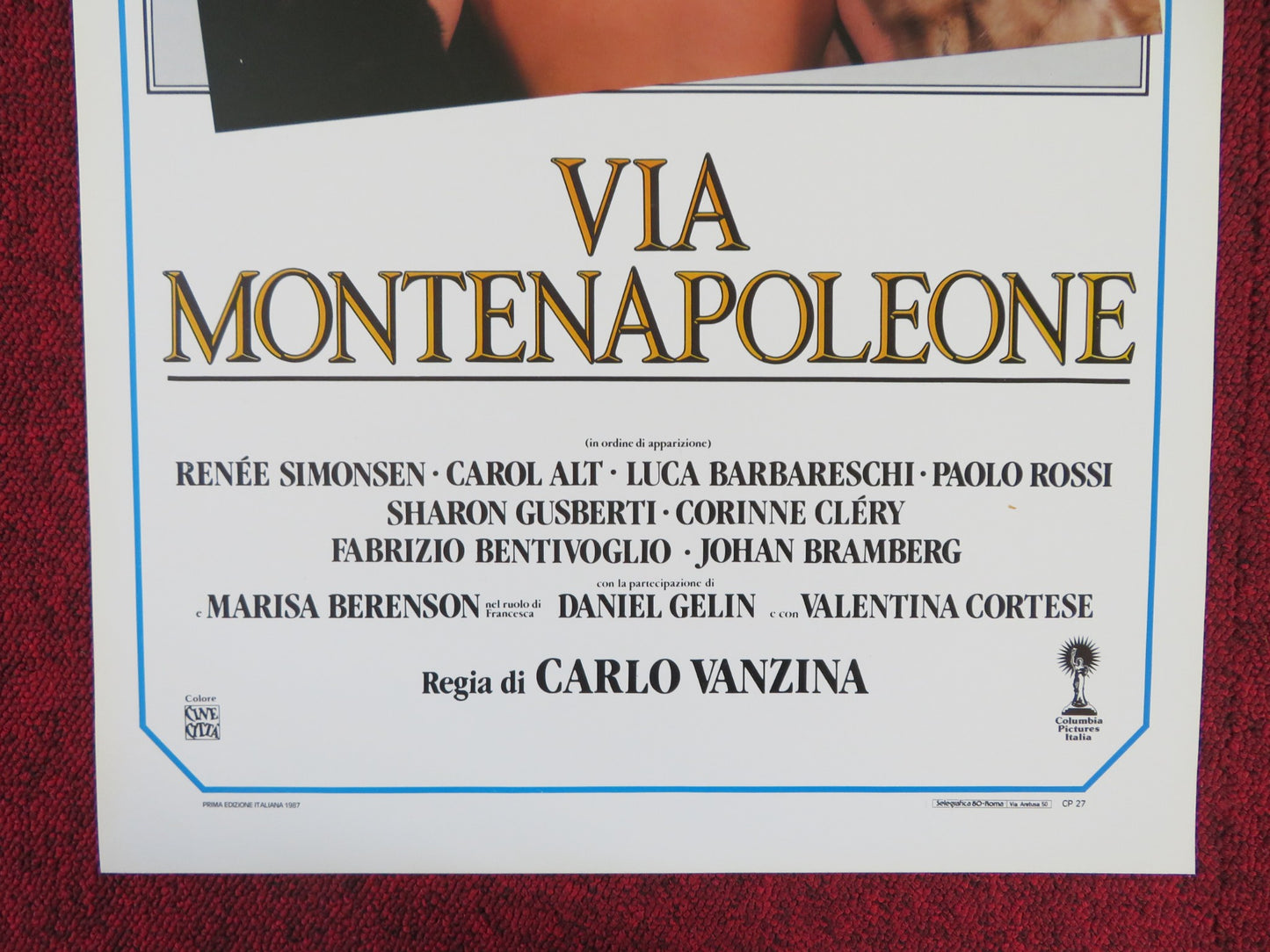 VIA MONTENAPOLEONE ITALIAN LOCANDINA POSTER CAROL ALT RENEE SIMONSEN 1987