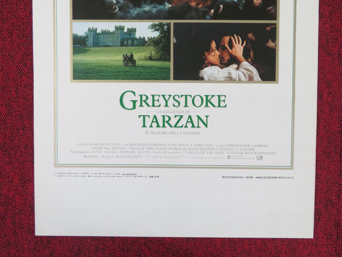 GREYSTOKE: THE LEGEND OF TARZAN, LORD OF THE APES ITALIAN LOCANDINA POSTER 1984