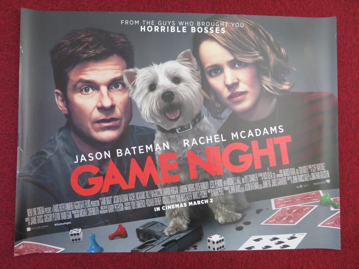 GAME NIGHT UK QUAD (30"x 40") ROLLED POSTER JASON BATEMAN RACHEL MCADAMS 2018