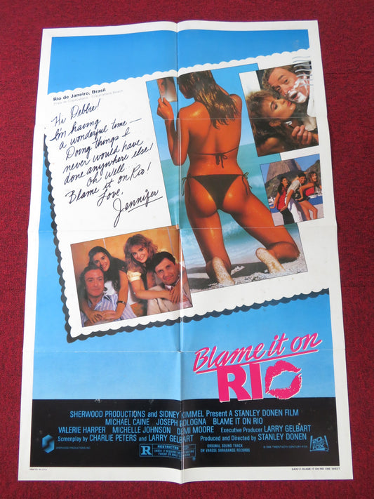 BLAME IT ON RIO FOLDED US ONE SHEET POSTER MICHAEL CAINE JOSEPH BOLOGNA 1984