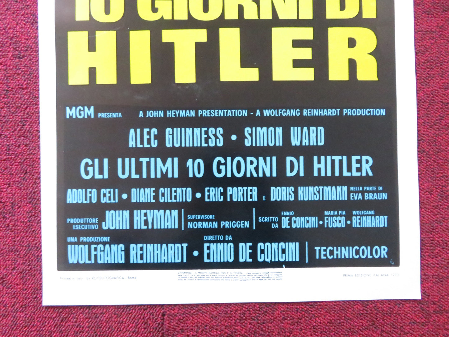 HITLER: THE LAST TEN DAYS ITALIAN LOCANDINA POSTER ALEC GUINNESS WARD 1973